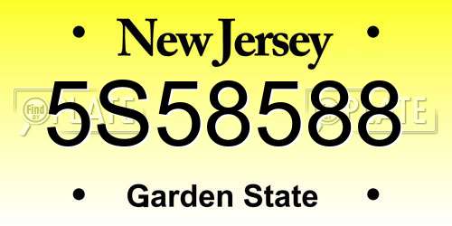 5S58588 New Jersey License Plate