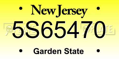 5S65470 New Jersey License Plate