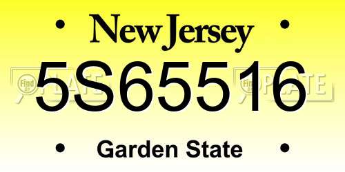 5S65516 New Jersey License Plate