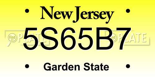 5S65B7 New Jersey License Plate