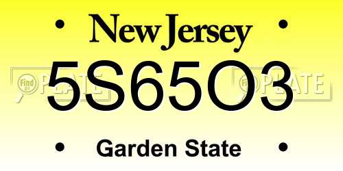 5S65O3 New Jersey License Plate