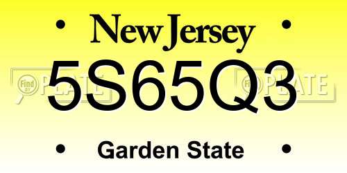 5S65Q3 New Jersey License Plate