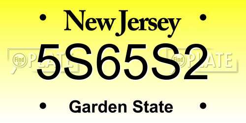 5S65S2 New Jersey License Plate