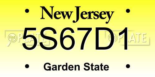 5S67D1 New Jersey License Plate