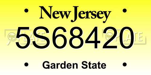 5S68420 New Jersey License Plate