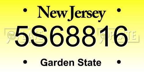 5S68816 New Jersey License Plate
