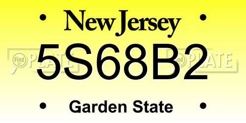 5S68B2 New Jersey License Plate