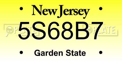5S68B7 New Jersey License Plate