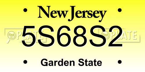 5S68S2 New Jersey License Plate