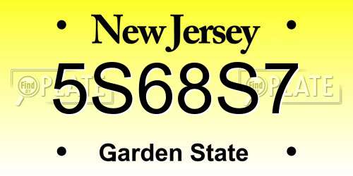 5S68S7 New Jersey License Plate