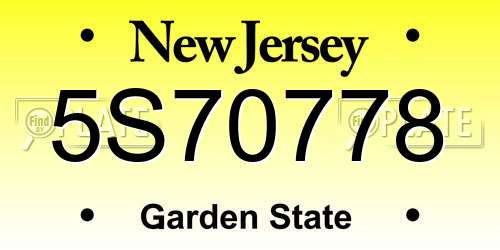 5S70778 New Jersey License Plate