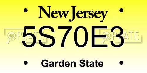5S70E3 New Jersey License Plate