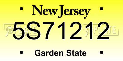 5S71212 New Jersey License Plate