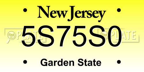 5S75S0 New Jersey License Plate