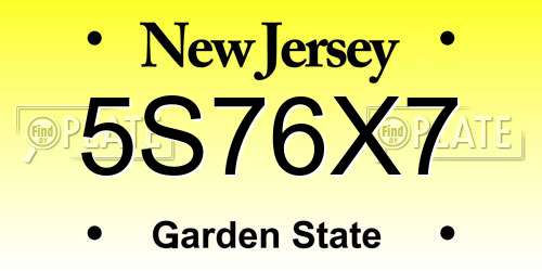 5S76X7 New Jersey License Plate