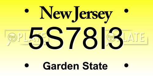 5S78I3 New Jersey License Plate