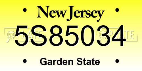 5S85034 New Jersey License Plate