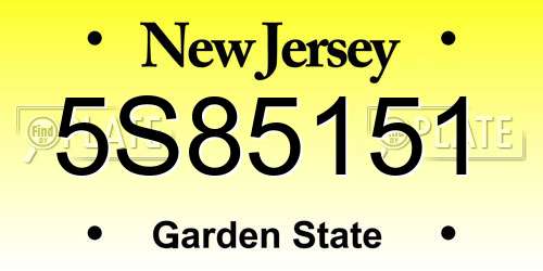 5S85151 New Jersey License Plate