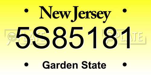 5S85181 New Jersey License Plate
