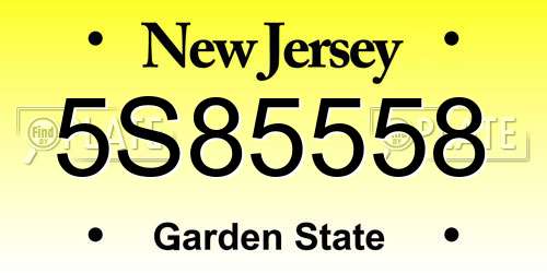5S85558 New Jersey License Plate