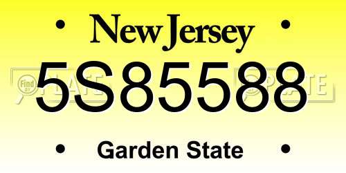 5S85588 New Jersey License Plate