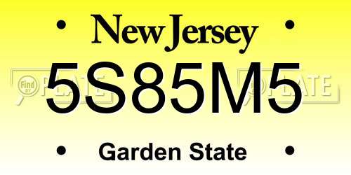 5S85M5 New Jersey License Plate
