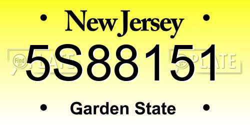 5S88151 New Jersey License Plate