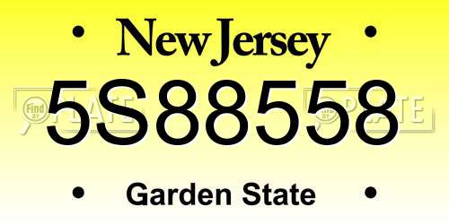 5S88558 New Jersey License Plate