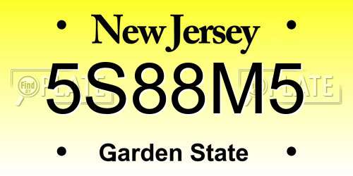5S88M5 New Jersey License Plate