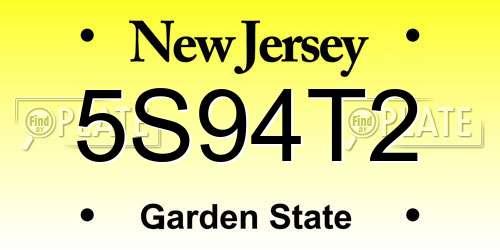 5S94T2 New Jersey License Plate