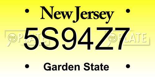 5S94Z7 New Jersey License Plate