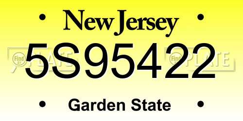 5S95422 New Jersey License Plate