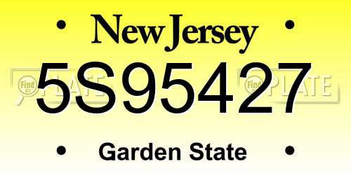5S95427 New Jersey License Plate