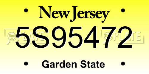 5S95472 New Jersey License Plate