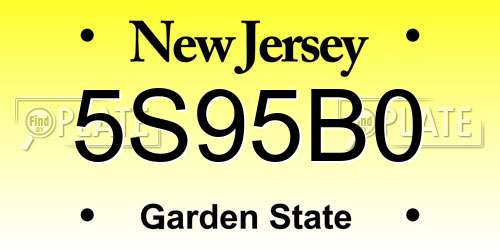 5S95B0 New Jersey License Plate