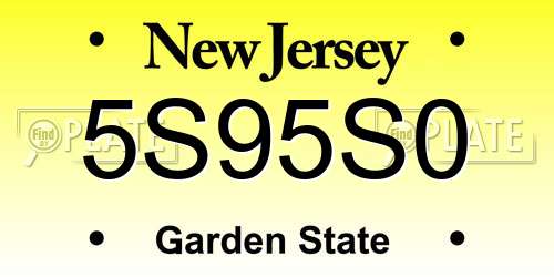 5S95S0 New Jersey License Plate