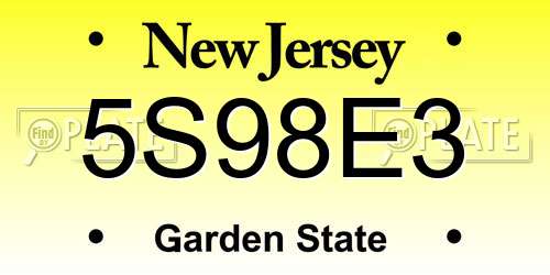5S98E3 New Jersey License Plate