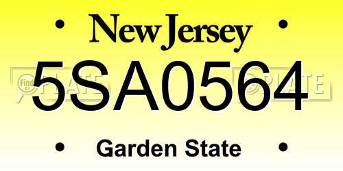 5SA0564 New Jersey License Plate
