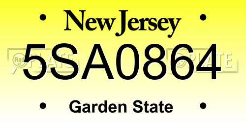 5SA0864 New Jersey License Plate