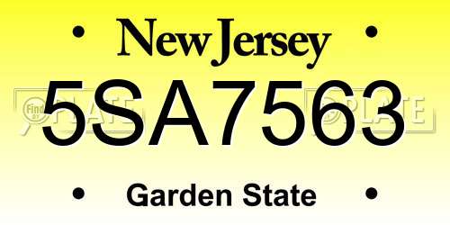 5SA7563 New Jersey License Plate