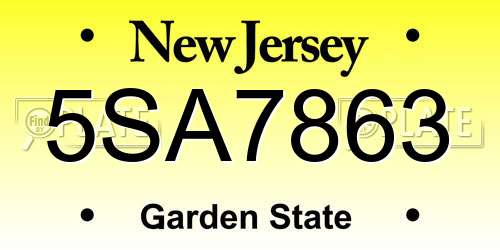 5SA7863 New Jersey License Plate