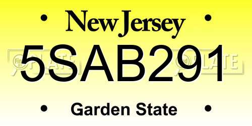 5SAB291 New Jersey License Plate