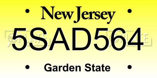 5SAD564 New Jersey License Plate