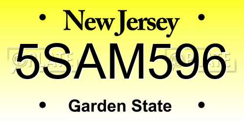 5SAM596 New Jersey License Plate