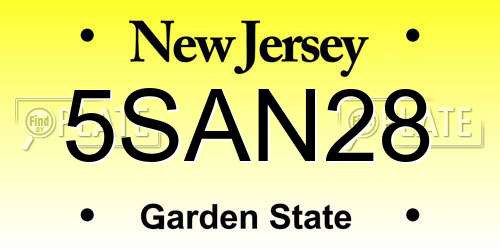 5SAN28 New Jersey License Plate