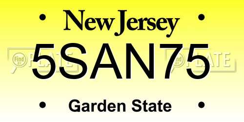 5SAN75 New Jersey License Plate