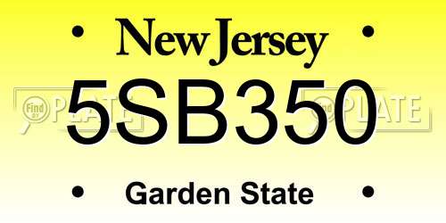5SB350 New Jersey License Plate