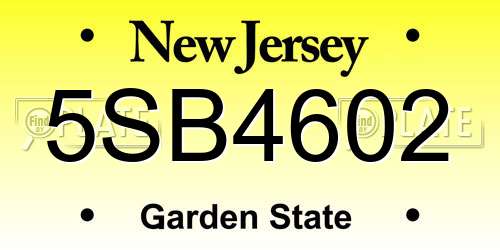 5SB4602 New Jersey License Plate