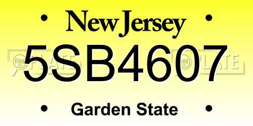 5SB4607 New Jersey License Plate