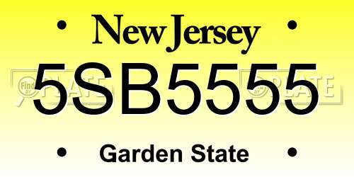 5SB5555 New Jersey License Plate